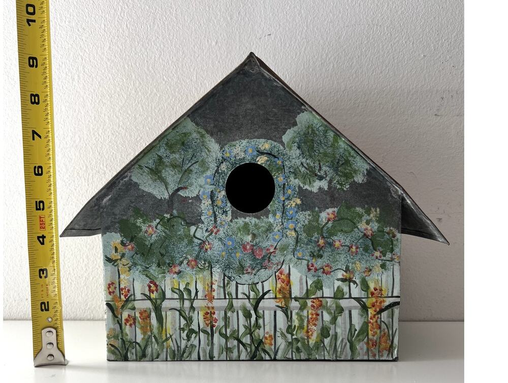 Vintage Handmade Galvanized Tin Birdhouse Rustic Farmhouse Decor Unused